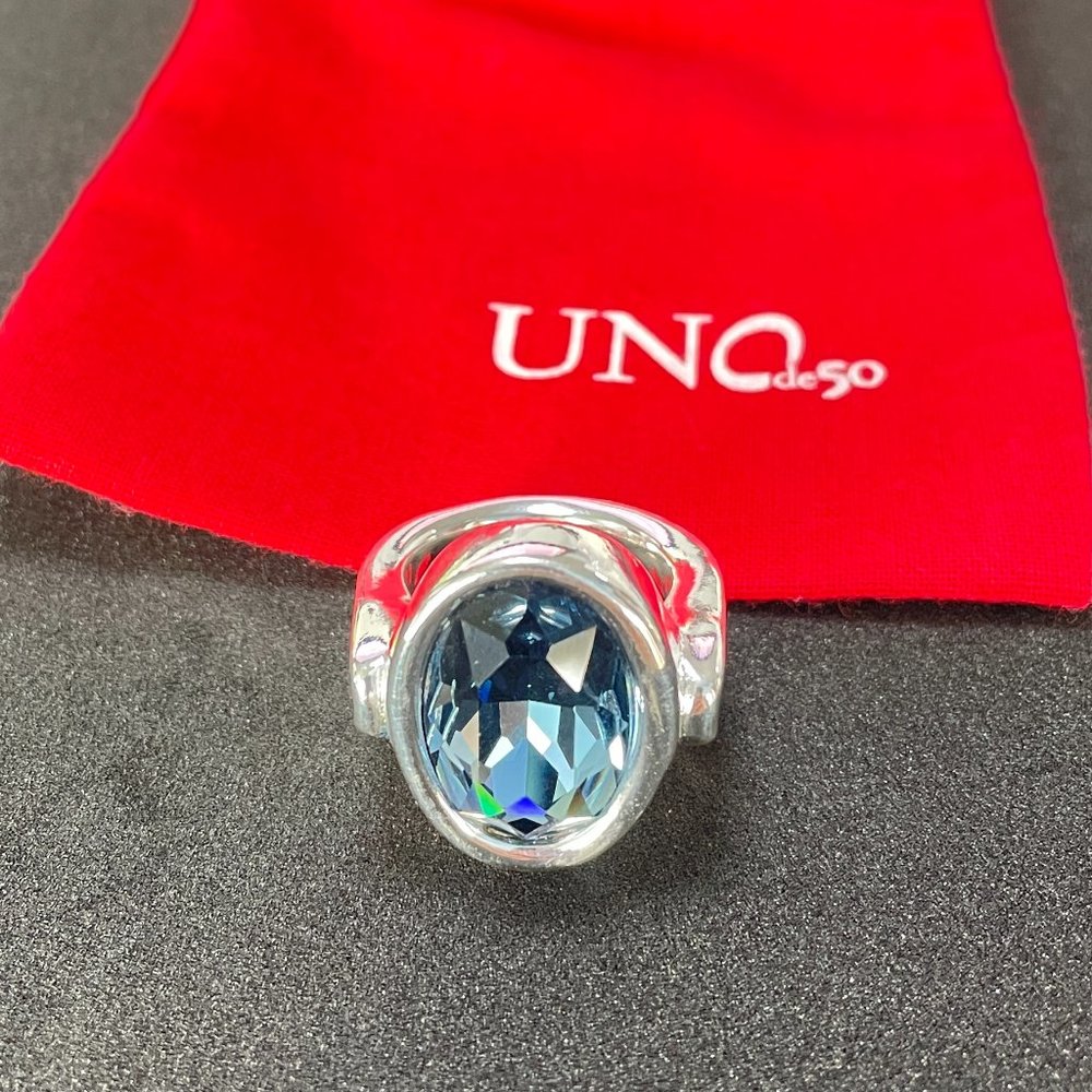 Uno de 50 Ring ORION RING Blue SWAROVSKI cristal Silver Plated Ring